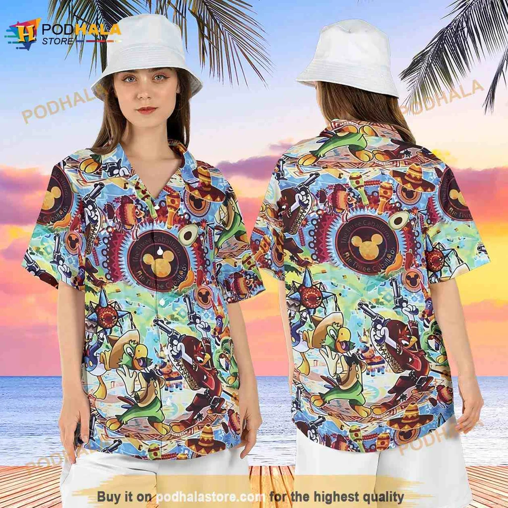 Three Caballeros Hawaiian Shirt Featuring Donald Duck And Friends