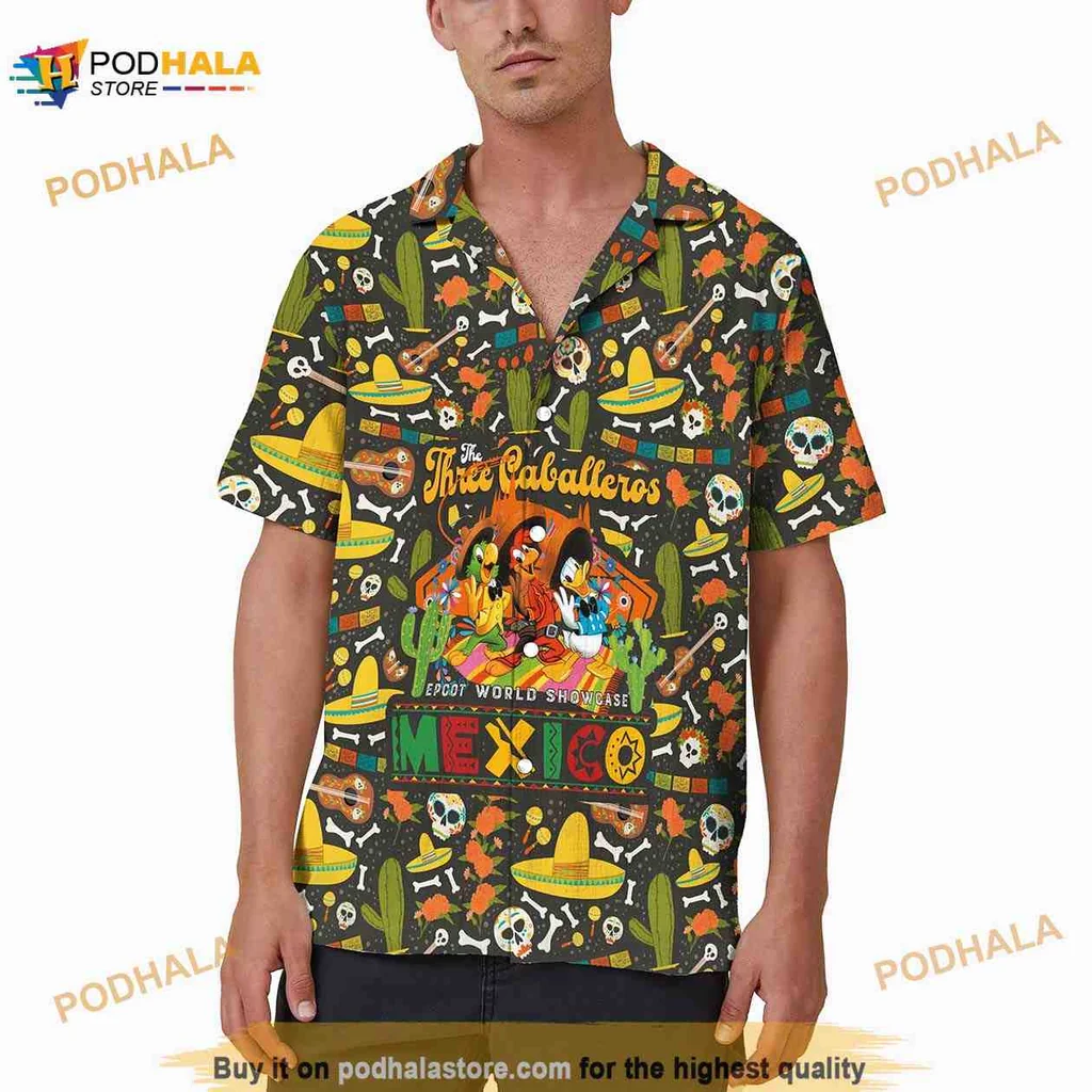 Three Caballeros Mexican Culture Hawaiian Shirt With Colorful Tropical Design