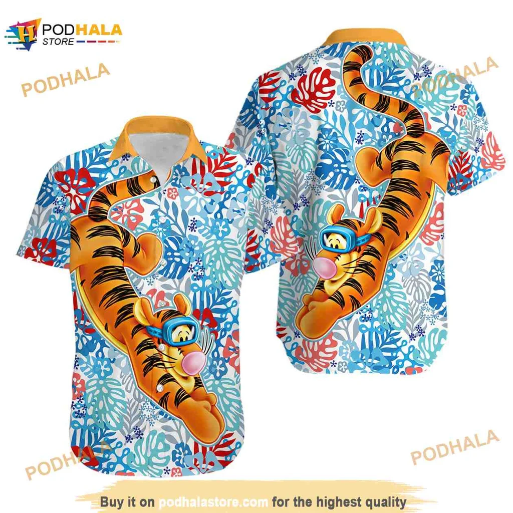 Tigger Floral Hawaiian Shirt With Vibrant Tropical Design