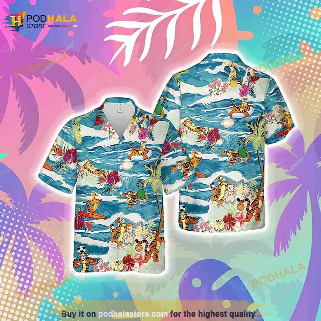 Tigger Tropical Aloha Shirt, Fun Hawaiian Design With Summer Vibes