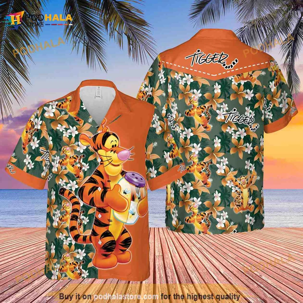 Tigger Tropical Hawaiian Shirt, Vibrant Beach Trip Family Shirt