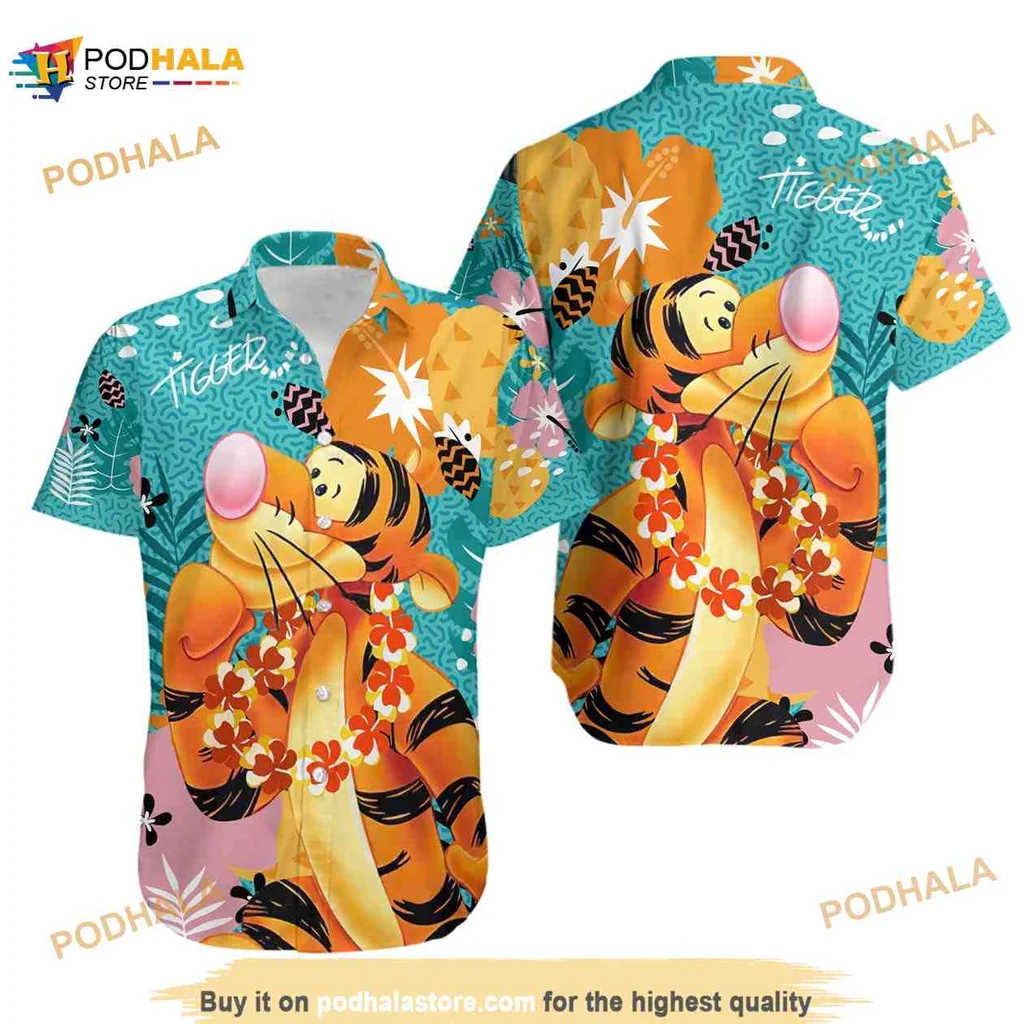 Tigger Tropical Hawaiian Shirt With Vibrant Colors And Fun Design