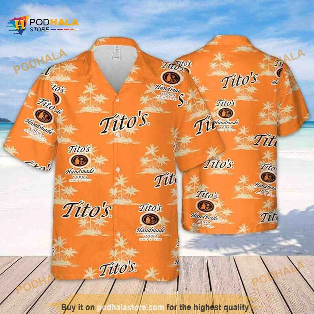 Titos Handmade Vodka Hawaiian Shirt With Palm Tree Pattern