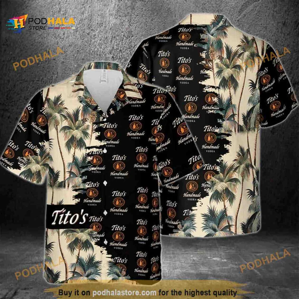Titos Handmade Vodka Hawaiian Shirt With Palm Trees Design