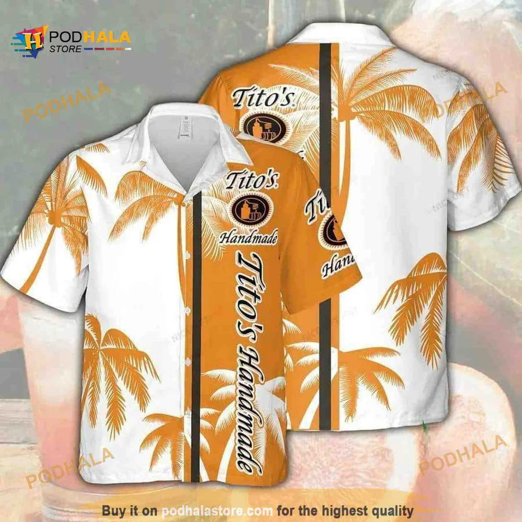 Titos Handmade Vodka Hawaiian Shirt With Palm Trees For Beach Lovers
