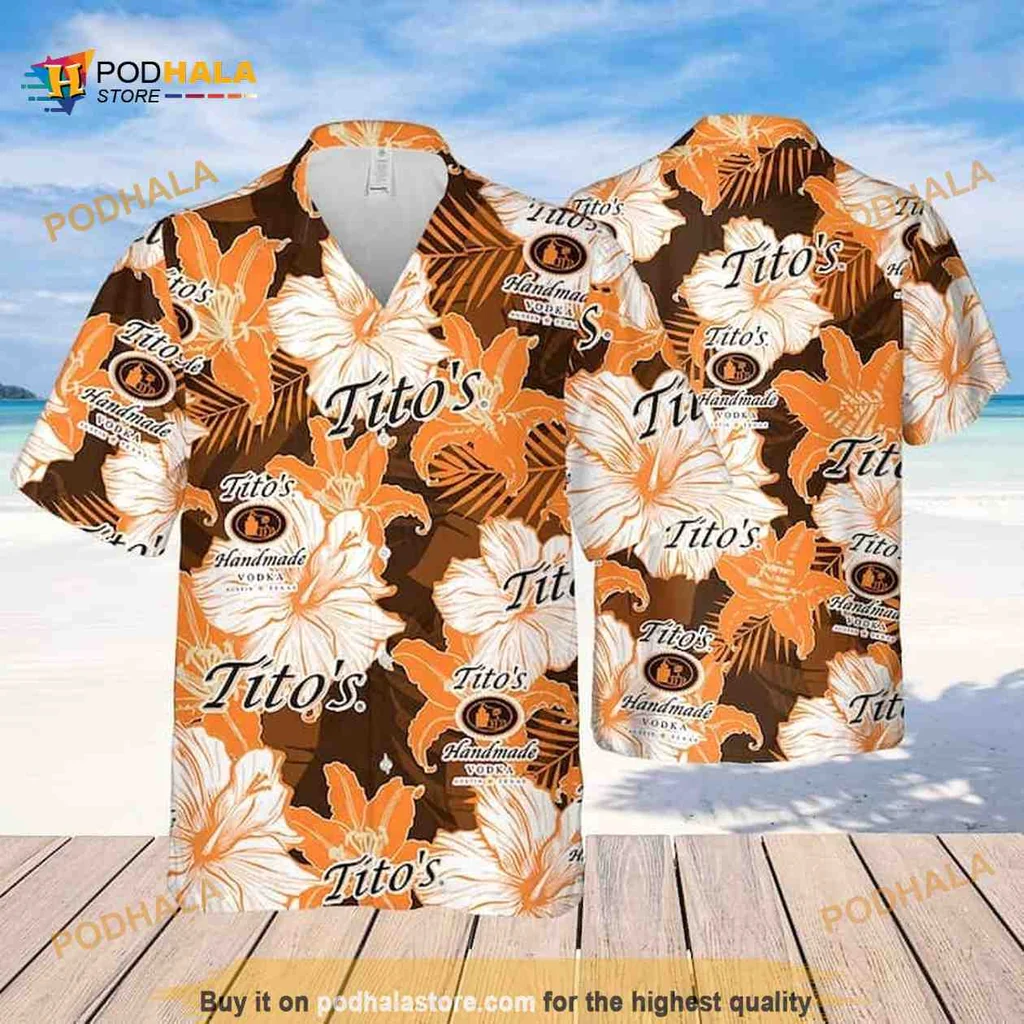 Titos Handmade Vodka Hawaiian Shirt With Tropical Hibiscus Design
