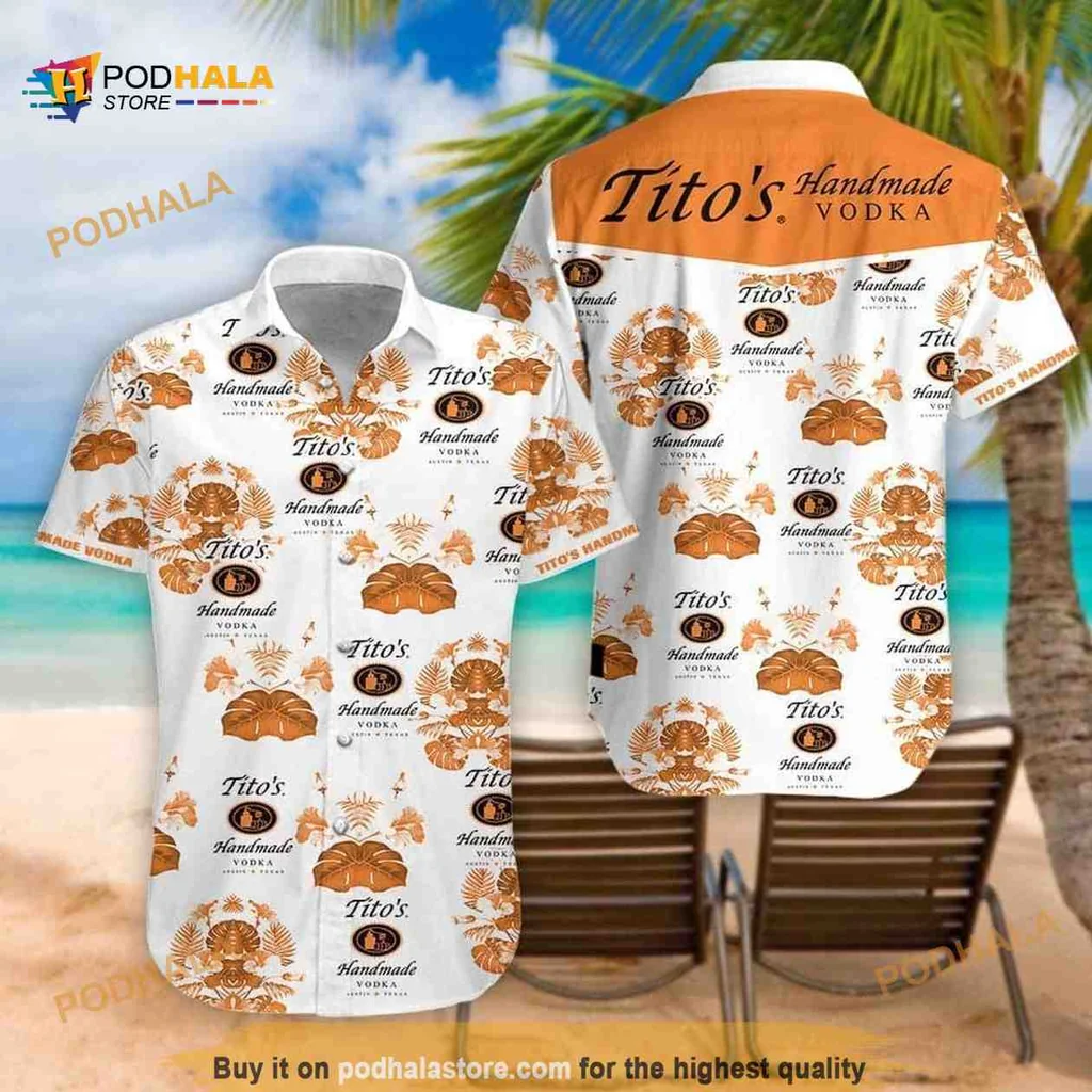 Titos Handmade Vodka Hawaiian Shirt With Tropical Palm Trees