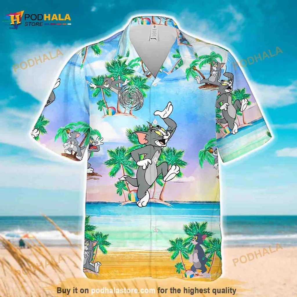 Tom And Jerry Tropical Hawaiian Shirt With Playful Beach Design