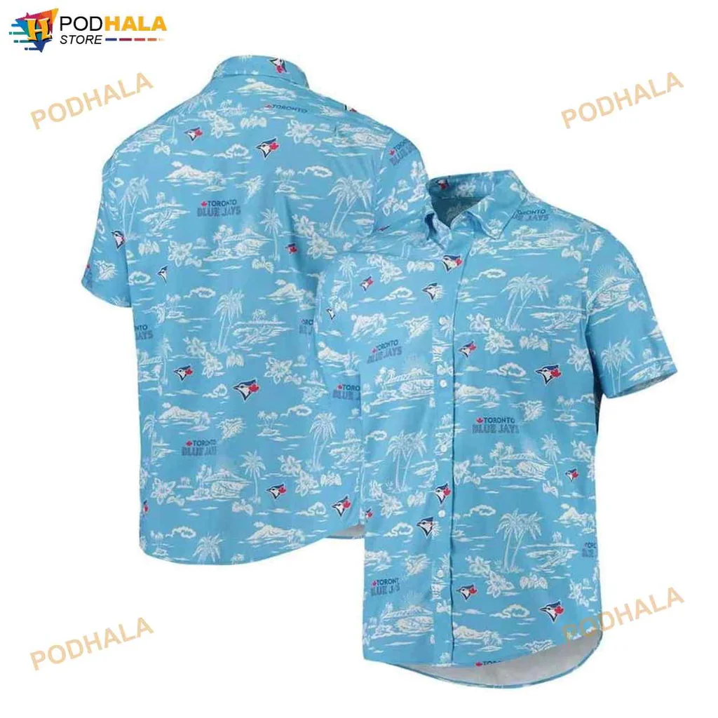 Toronto Blue Jays Hawaiian Shirt With Tropical Palm Trees And Baseball Motifs