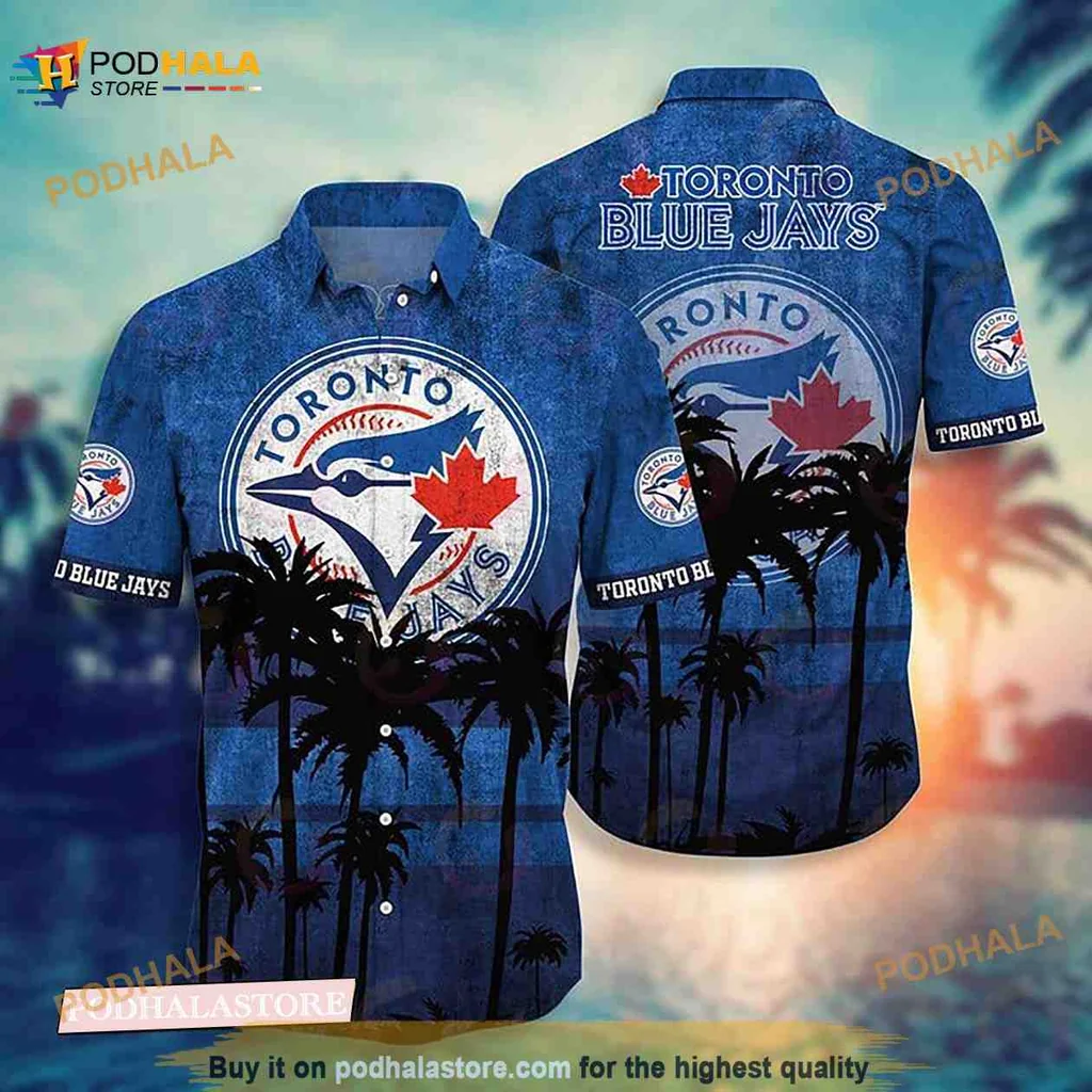 Toronto Blue Jays Hawaiian Shirt With Tropical Sky And Palm Trees
