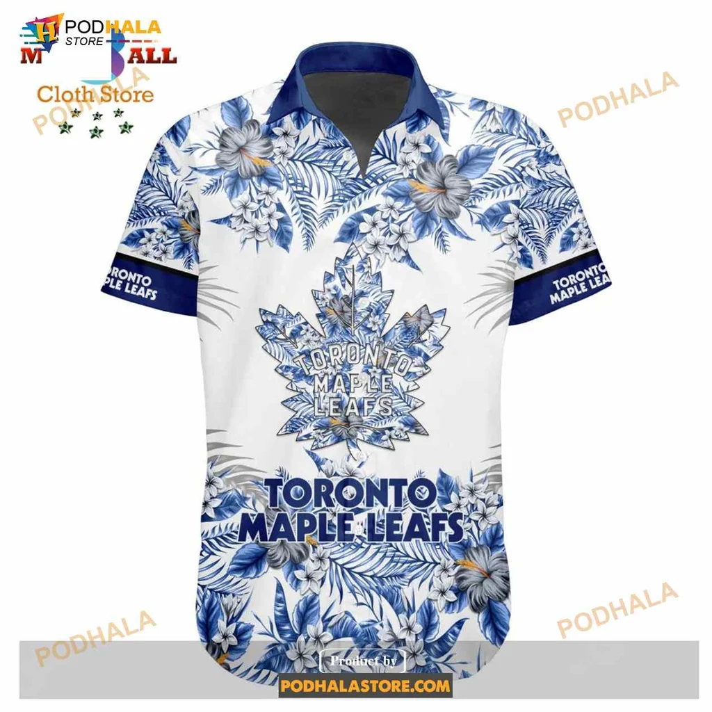 Toronto Maple Leafs Floral Aloha Shirt With Tropical Design Toronto Maple Leafs Floral Aloha Shirt With Tropical Design