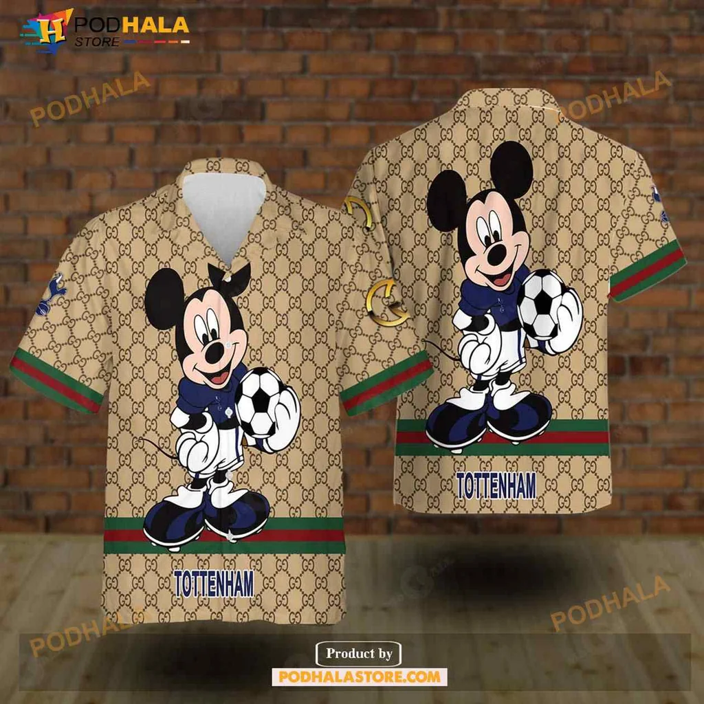 Tottenham Mouse Cartoon Hawaiian Shirt With Soccer Ball Design