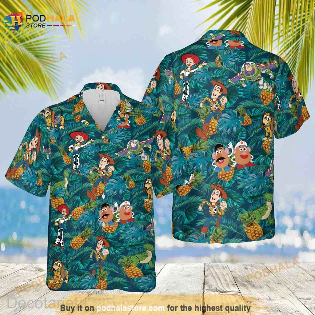 Toy Story Characters Hawaiian Shirt, Woody Buzz Lightyear Tropical Design