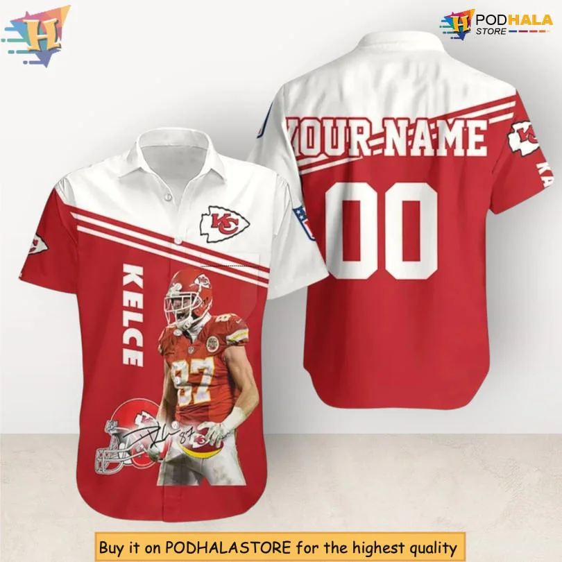 Travis Kelce Kansas City Chiefs Hawaiian Shirt With Custom Name
