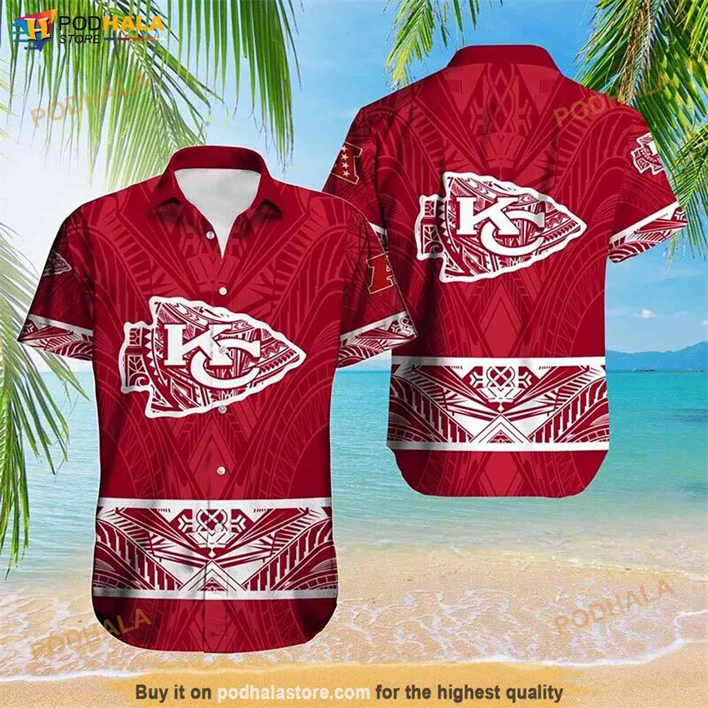 Tribal Kansas City Chiefs Hawaiian Shirt, Tropical Red Button Down For Men