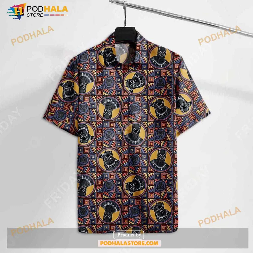 Tribal Panther Head Hawaiian Shirt With Colorful Geometric Pattern