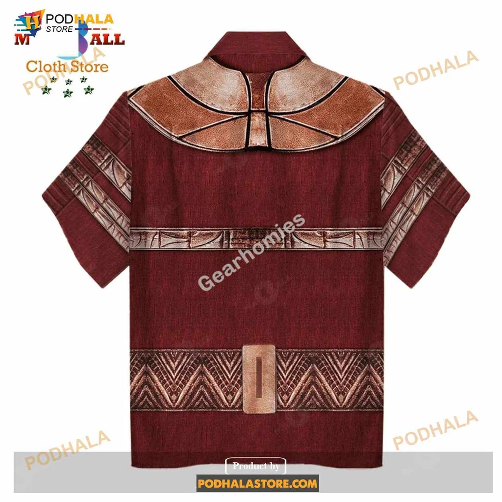Tropical Adventure Hawaiian Shirt With Bold Maroon And Brown Patterns