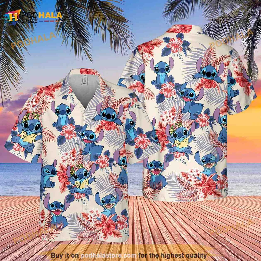Tropical Alien Aloha Shirt With Vibrant Hibiscus Flowers