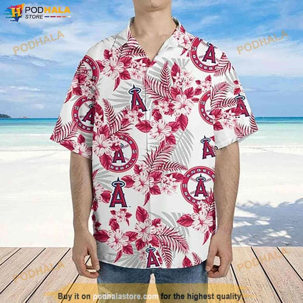 Tropical Angels Floral Aloha Shirt, Anaheim Angels Vacation Gift For Mlb Fans
