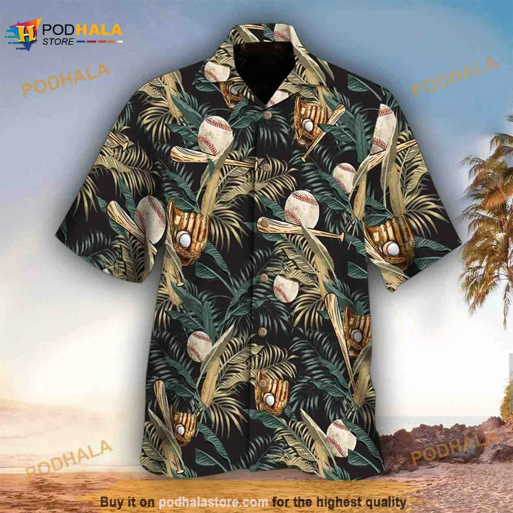 Tropical Baseball Leaves Hawaiian Shirt With Lush Green Design