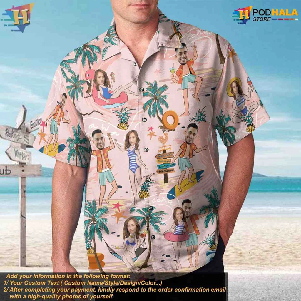Tropical Beach Cartoon Tropical Shirt With Fun Characters And Bright Colors Tropical Beach Cartoon Tropical Shirt With Fun Characters And Bright Colors