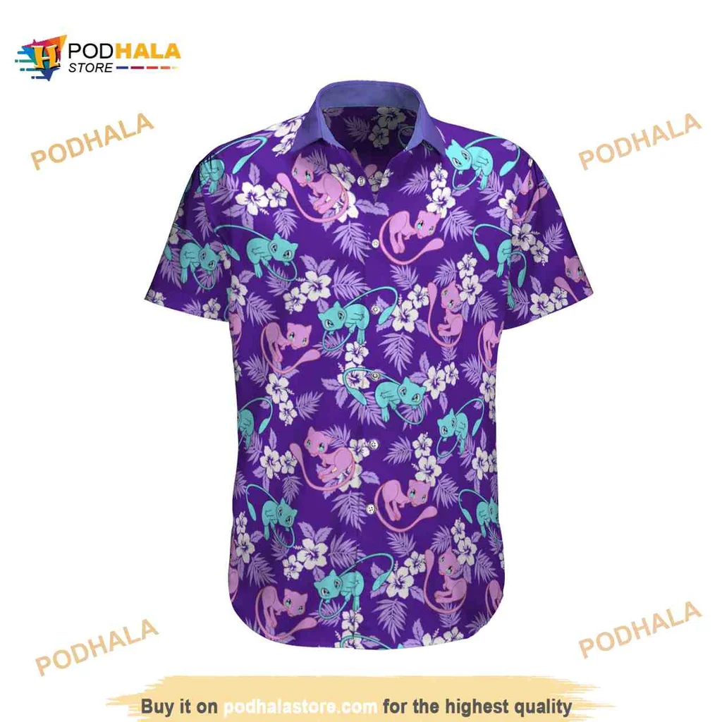 Tropical Beach Cat Pokemon Hawaiian Shirt With Vibrant Tropical Design