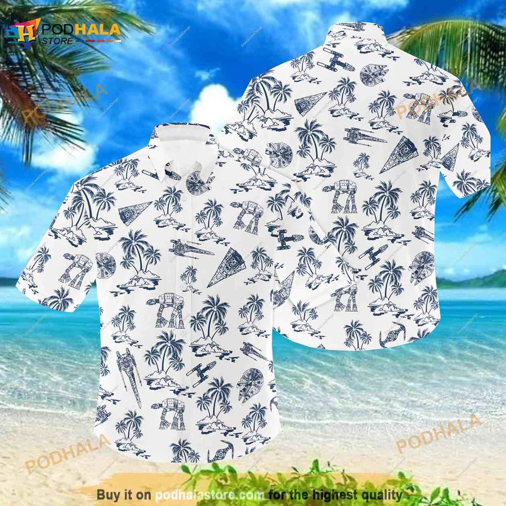 Tropical Beach Scene Hawaiian Shirt With Palm Trees And Surfboards