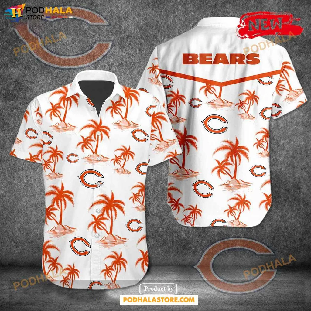 Tropical Bears Hawaiian Shirt, Chicago Bears Summer Button Up With Palm Trees