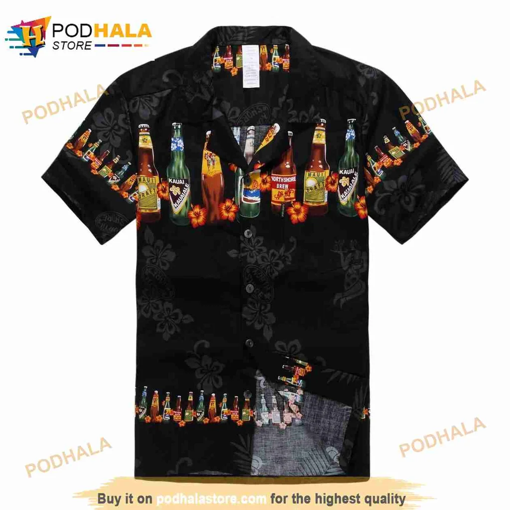 Tropical Beer Bottles Hawaiian Shirt With Hibiscus Flowers
