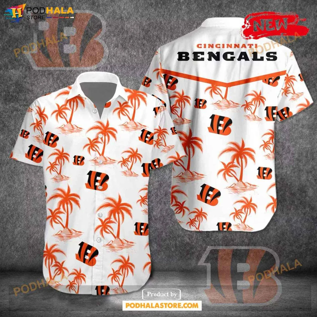 Tropical Bengals Hawaiian Shirt, Vibrant Summer Design With Palm Trees And Team Logo