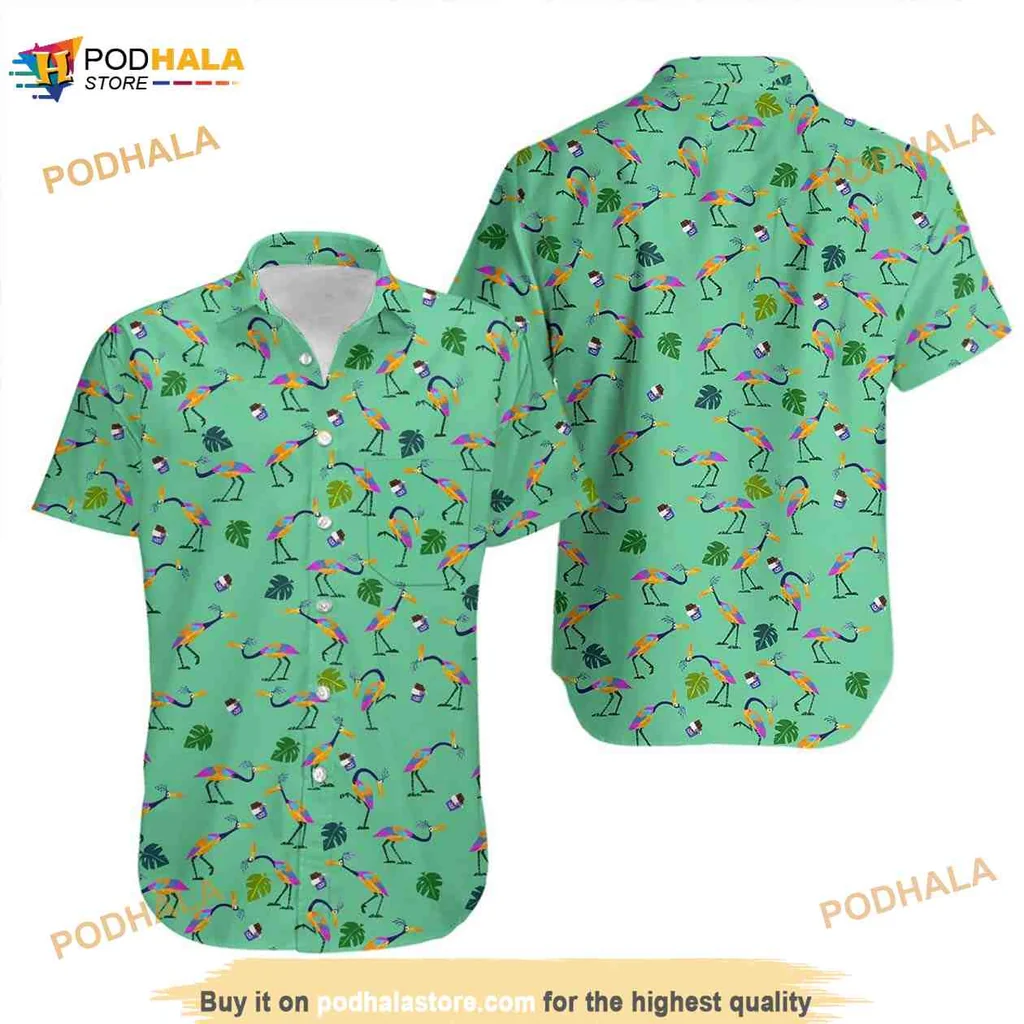 Tropical Birds Foliage Hawaiian Shirt With Colorful Playful Design