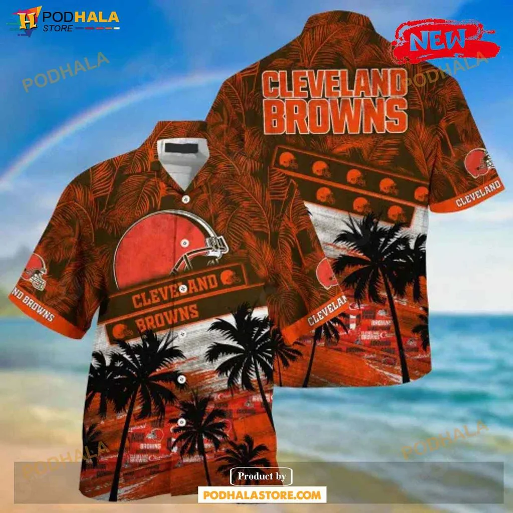 Tropical Browns Aloha Shirt, Cleveland Browns Unisex Sport Shirt With Palm Tree Design
