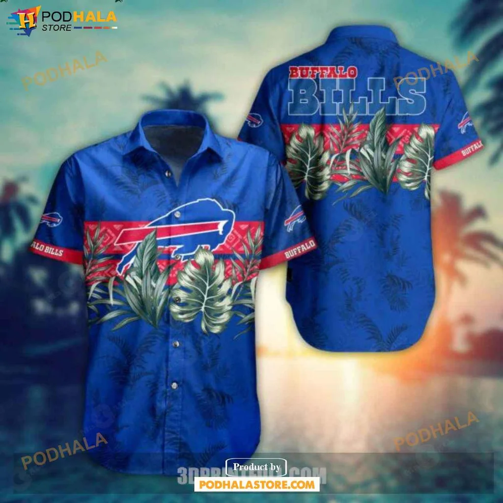 Tropical Buffalo Bills Hawaiian Shirt, Vibrant Summer Design With Tropical Leaves