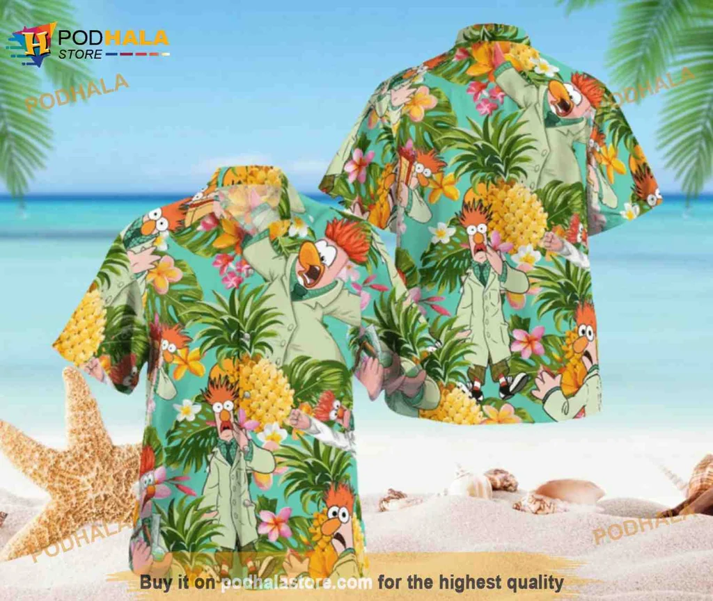 Tropical Cartoon Bird Pineapple Hawaiian Shirt, Vibrant Summer Aloha Style