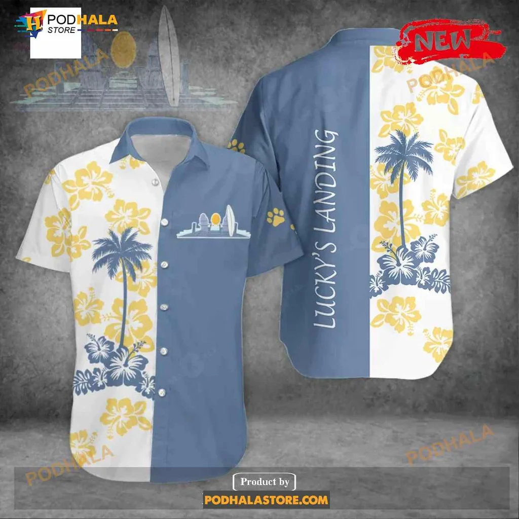 Tropical Coconut Tree Hawaiian Shirt With Luckys Landing Design