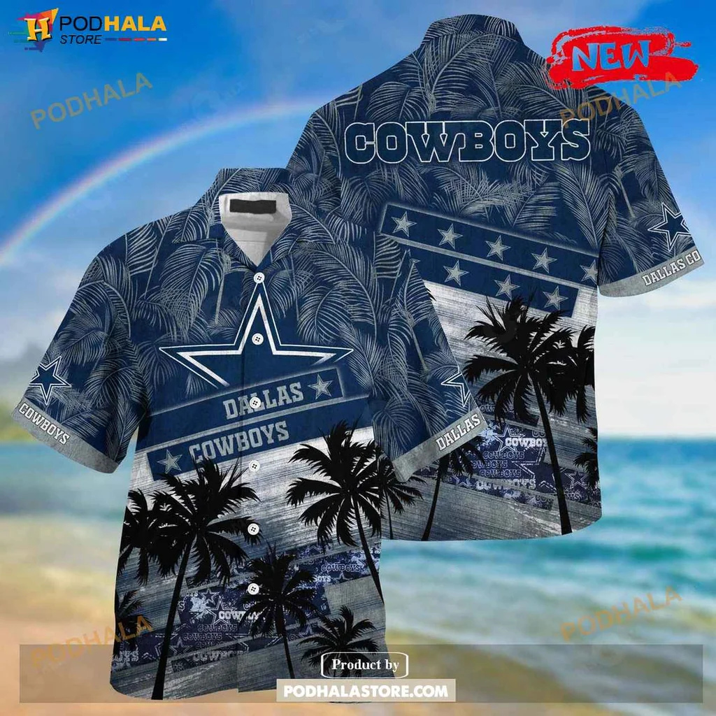 Tropical Cowboys Aloha Shirt, Dallas Cowboys 3d Shirt With Palm Tree Design