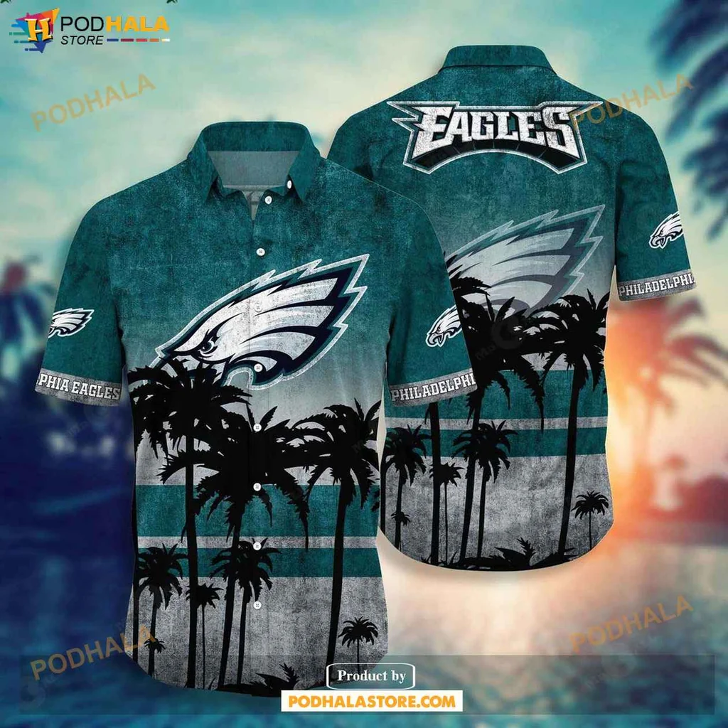 Tropical Eagle Philadelphia Eagles Hawaiian Shirt, Vibrant Summer Tee With Palm Trees