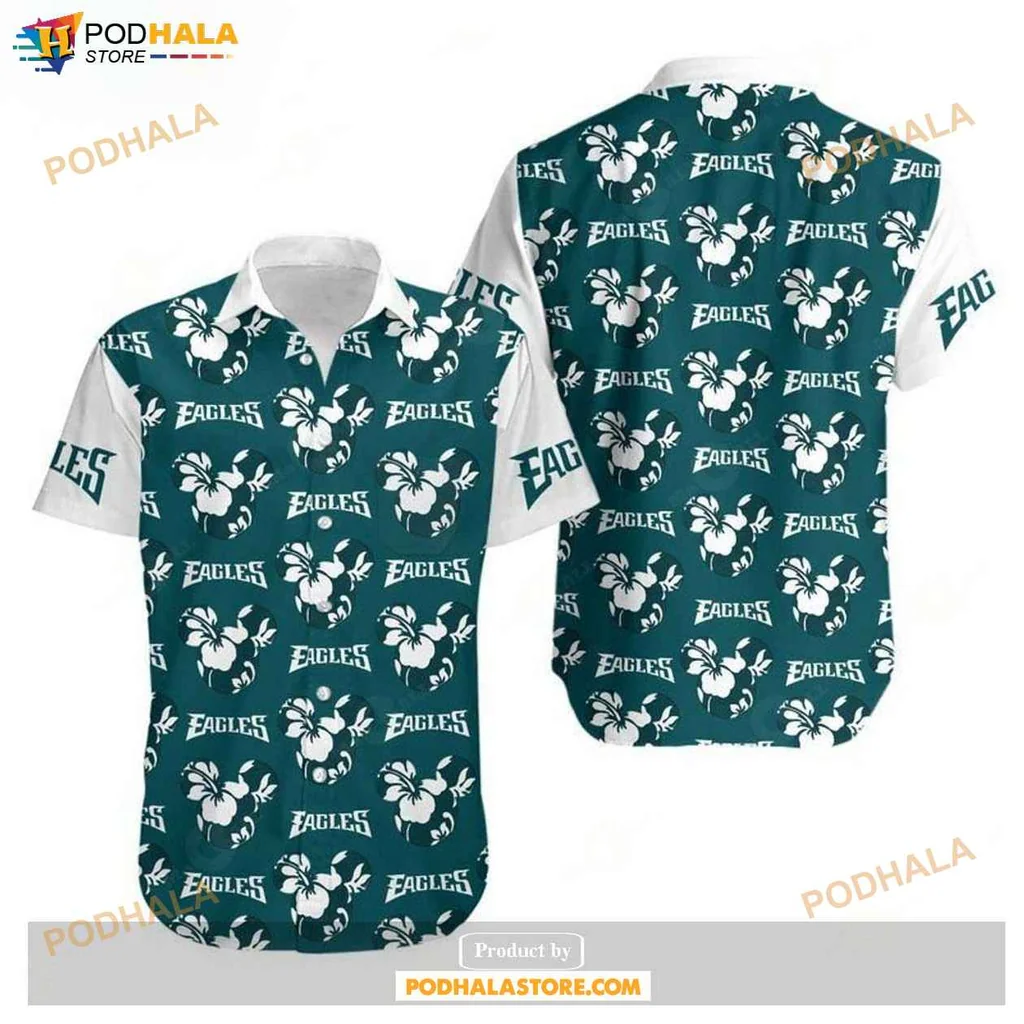Tropical Eagles Fan Hawaiian Shirt, Philadelphia Eagles Hibiscus Summer Design