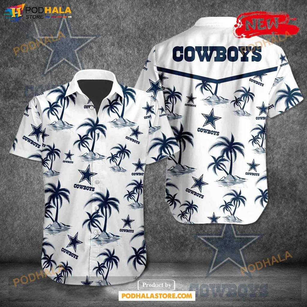 Tropical Fan Hawaiian Shirt Dallas Cowboys Summer Button Up Shirt With Palm Trees