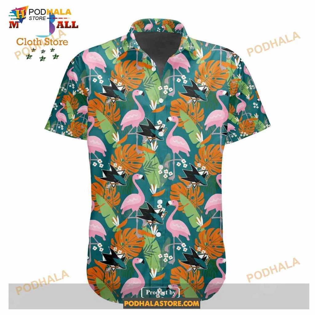 Tropical Flamingo Crane Hawaiian Shirt With Lush Tropical Foliage Design