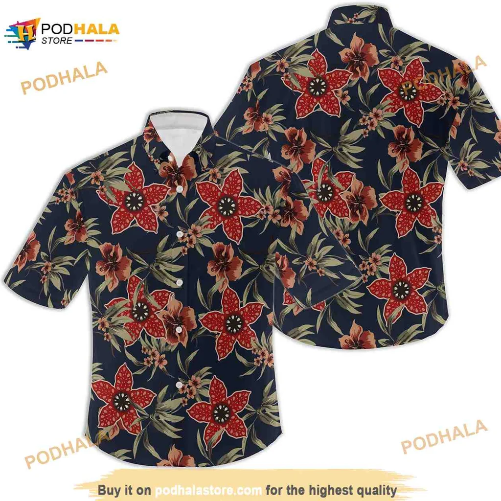 Tropical Floral Hawaiian Shirt With Bold Red And Pink Flowers