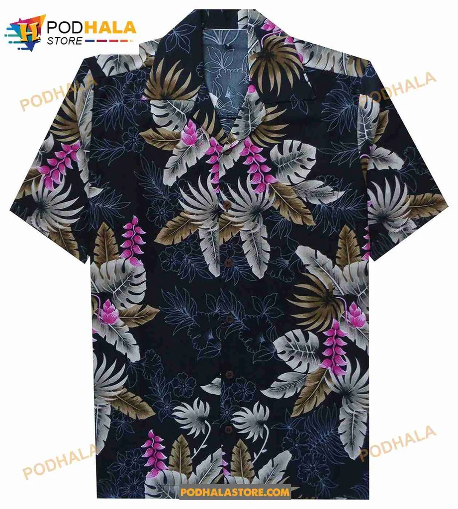 Tropical Floral Hawaiian Shirt With Vibrant Leaves And Flowers