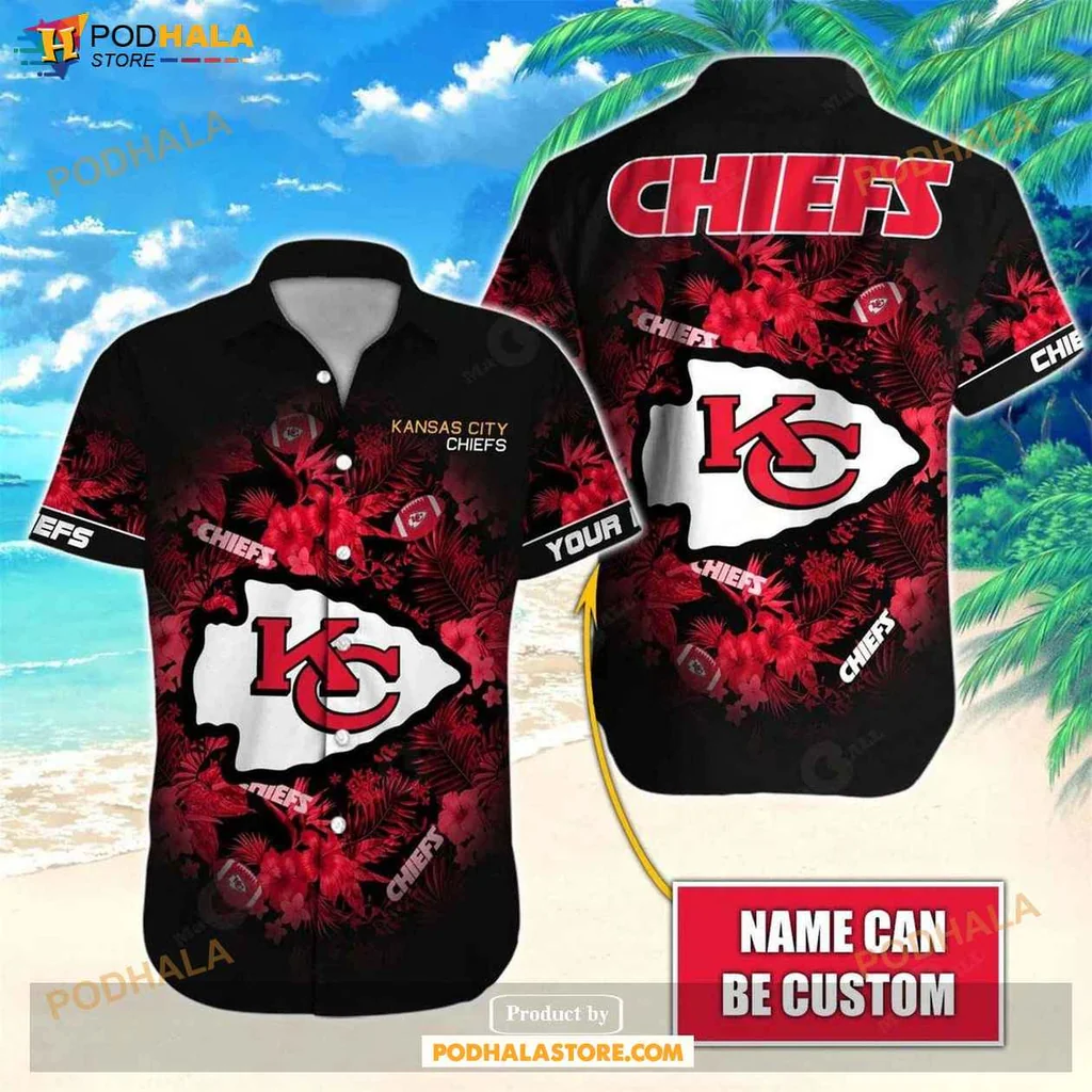 Tropical Floral Kansas City Chiefs Hawaiian Shirt, Vibrant Design With Logo And Missouri Outline