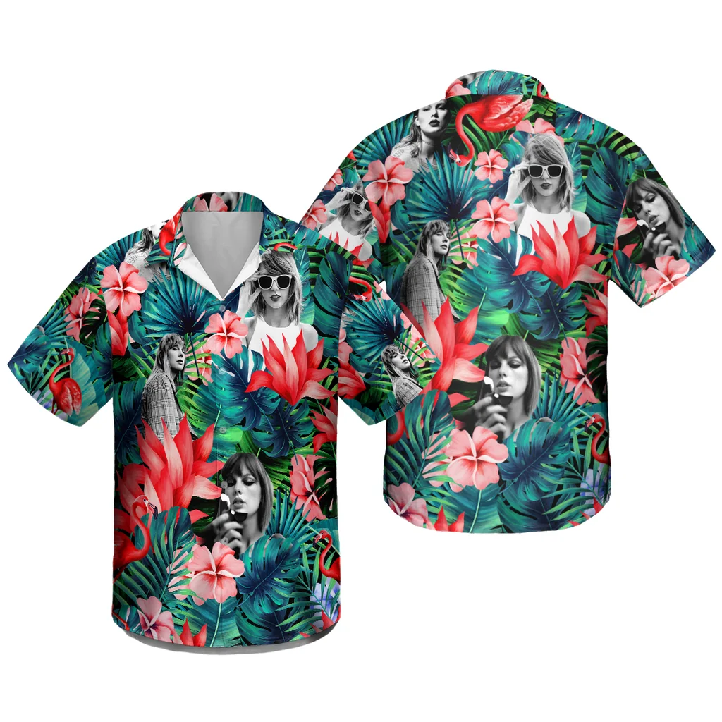 Tropical Floral Sunglasses Woman Hawaiian Shirt With Vibrant Pink Flowers