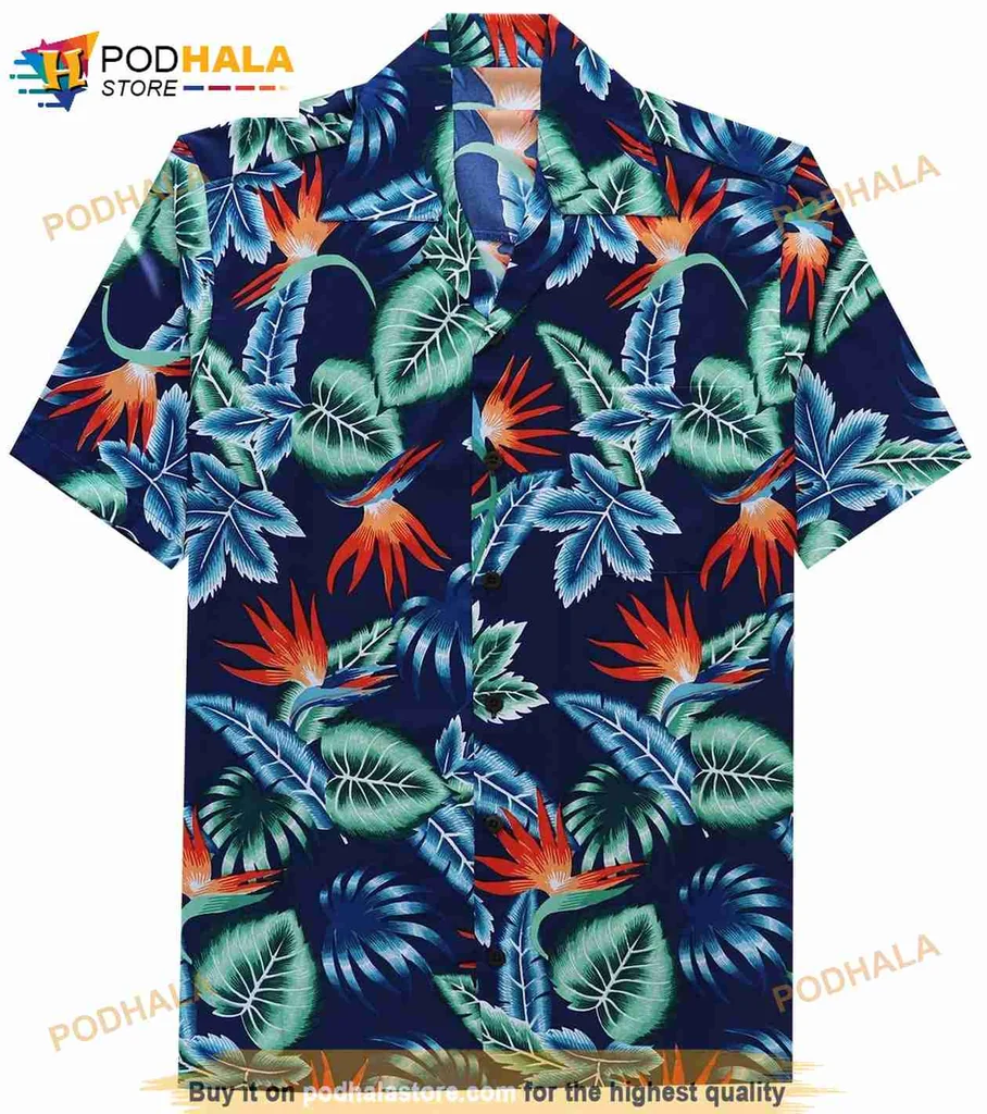 Tropical Foliage Hawaiian Shirt With Colorful Leaves And Flowers