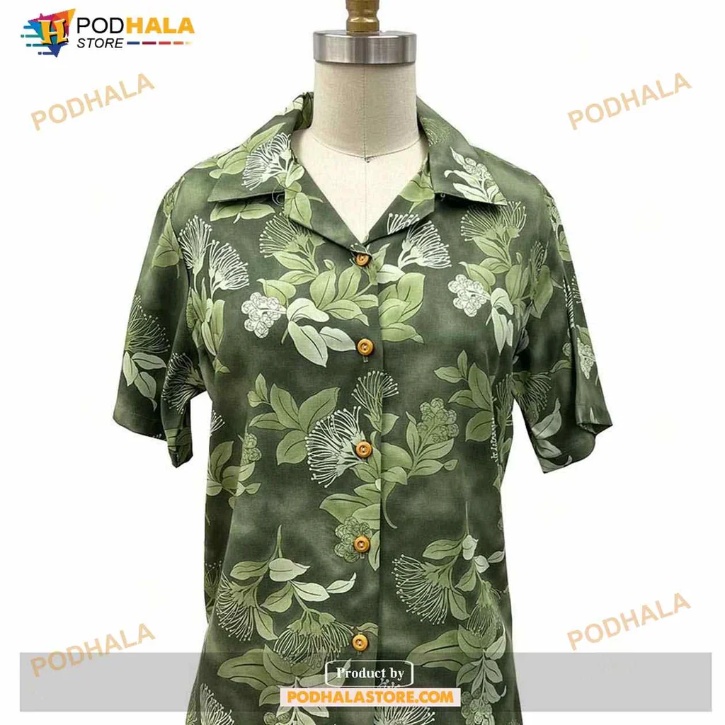 Tropical Foliage Hawaiian Shirt With Vibrant Green Leaves And Floral Patterns