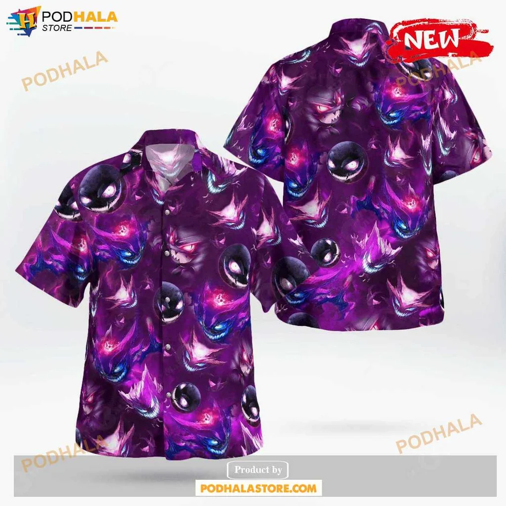 Tropical Ghost Pokemon Shirt, Gastly Haunter Gengar Design For Casual Wear