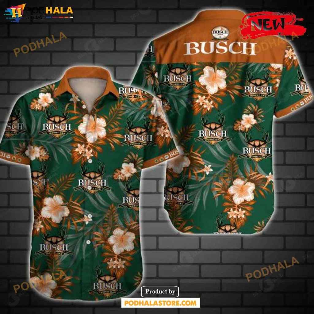 Tropical Hibiscus Aloha Shirt, Busch Summer Shirt For Women Men With Vibrant Floral Design