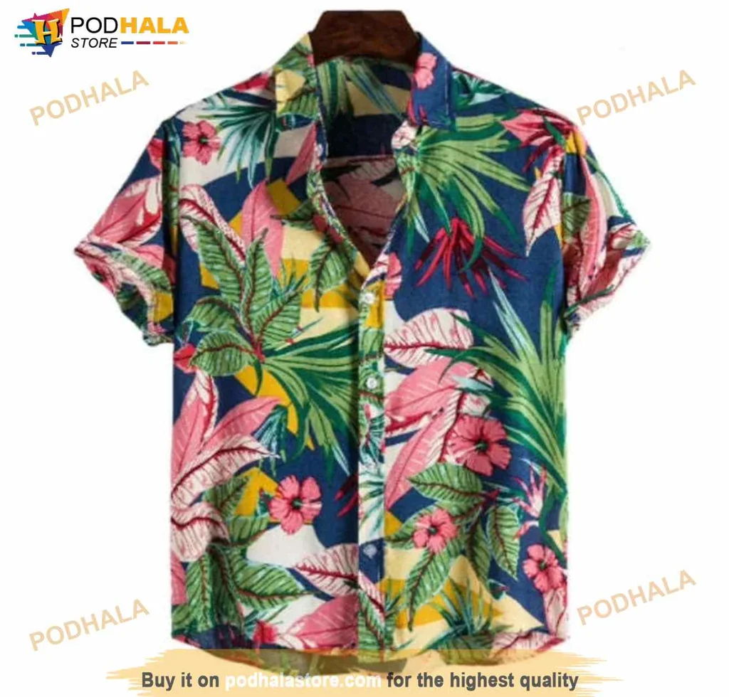 Tropical Hibiscus Aloha Shirt With Vibrant Floral Design For Summer Fun