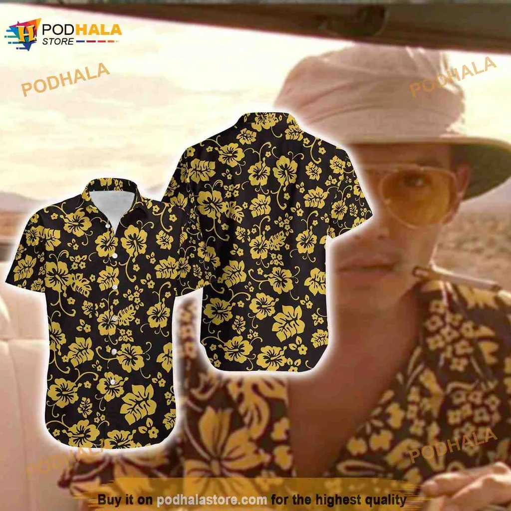 Tropical Hibiscus Hawaiian Shirt With Bold Yellow Flowers